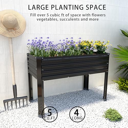 Galvanized Raised Garden Bed with Legs, 2PCS 48×18×30in Elevated Planter Box, Black K962809