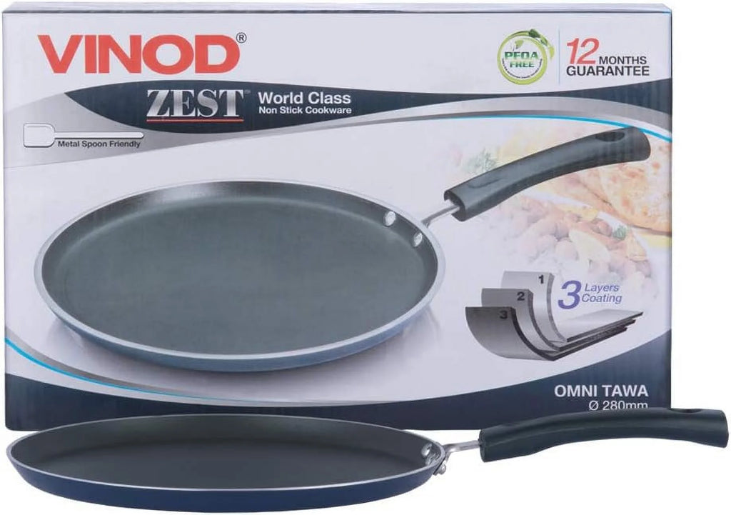 Non-Stick Flat Dosa Tawa/Griddle, 10", Black/Blue W41982