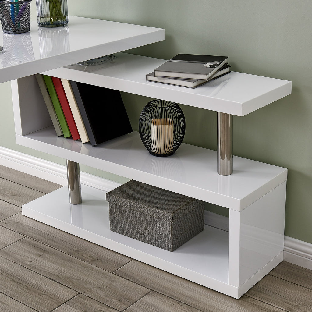 White and Chrome Adjustable Corner Writing Desk M503