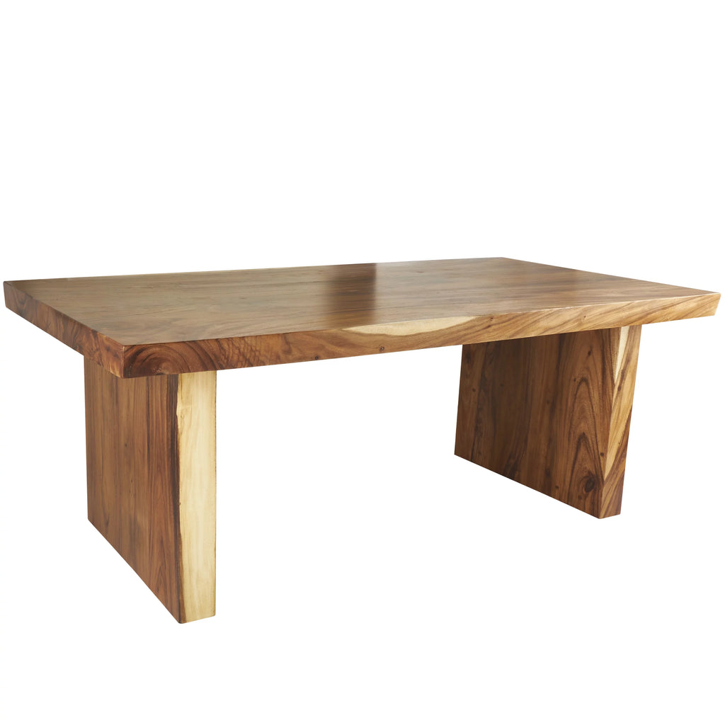 Brown Wood Dining Table with Block Style Base G79111