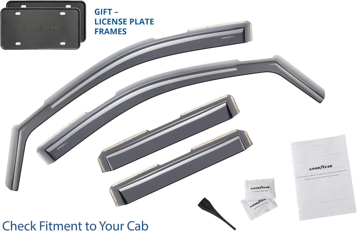 Shatterproof in-Channel Window Deflectors for Chevrolet Silverado/GMC Sierra 1500 2019-2022 Double Cab, 4pcs E48842