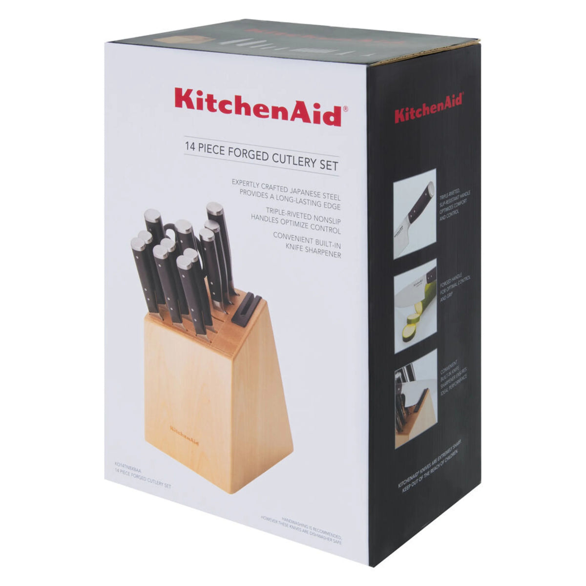 14-piece Forged Knife Block Set with Built-In Sharpener O65119