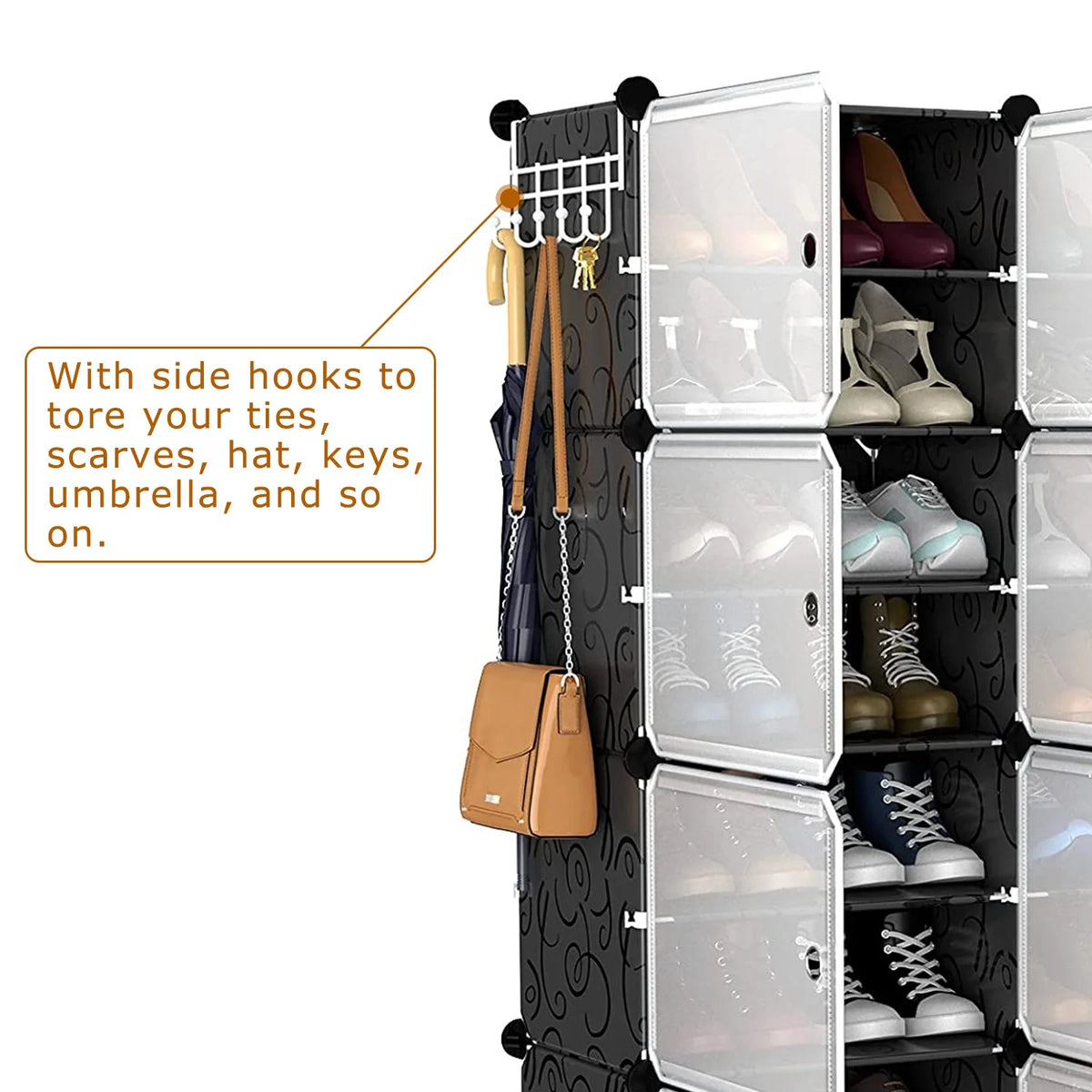 Black 8 Tier Shoe Storage Cabinet E4769