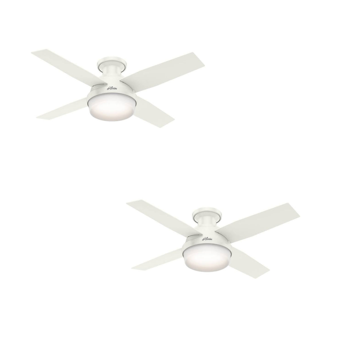 White Low Profile Ceiling Fan with Light & Remote (2 Pack) K533