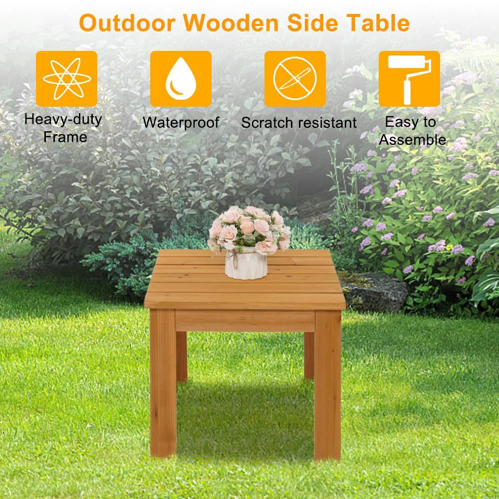 18" Fir Wood Square Side Table V1282