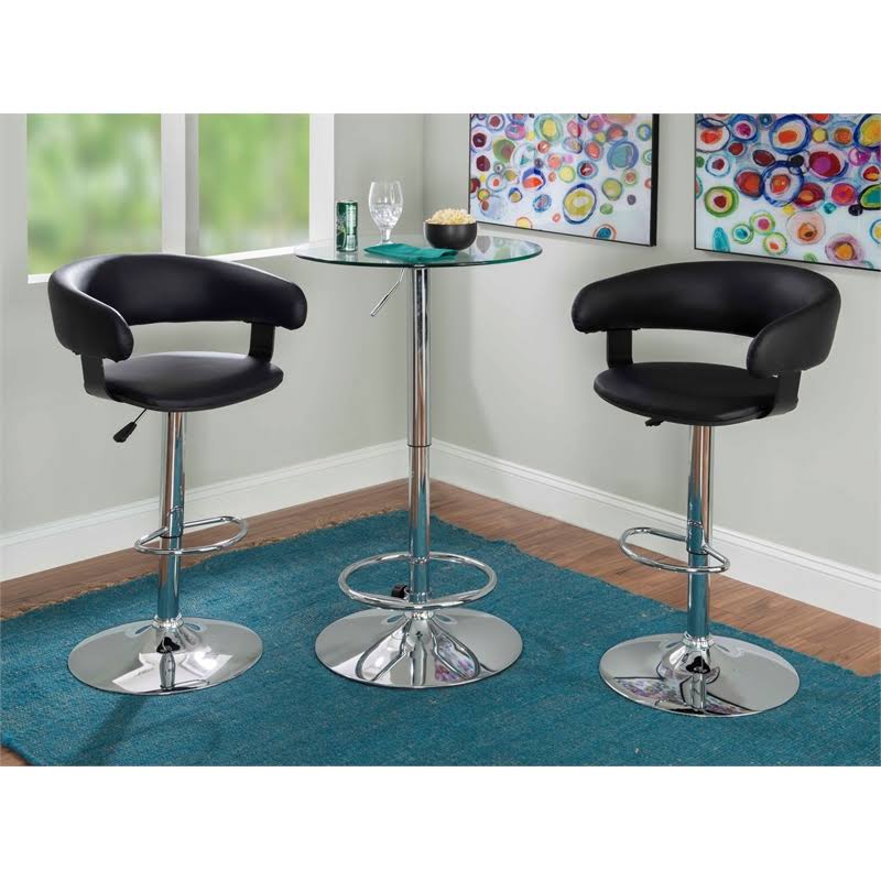 Black Faux Leather Adjustable Height Bar Stool A305458