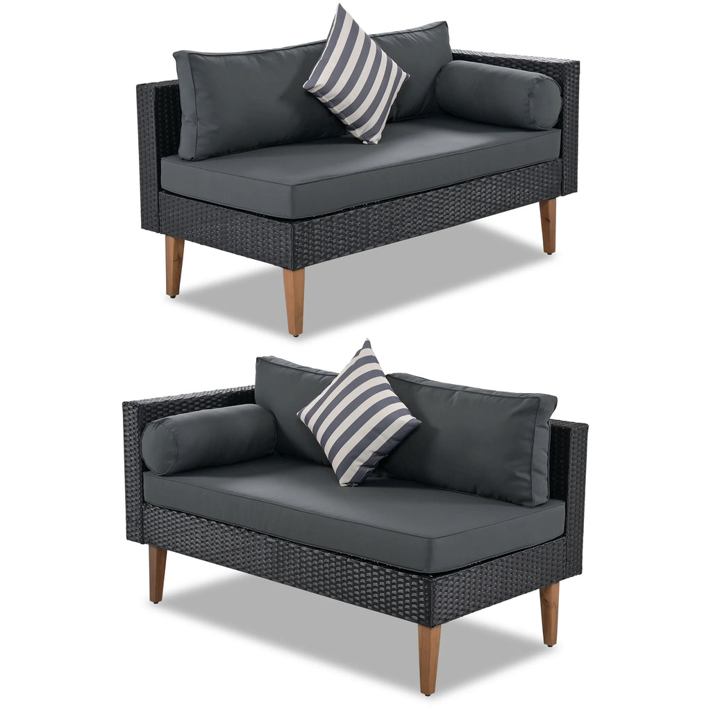 5 Seat Outdoor Wicker Sofa Set with Coffee Table E562845