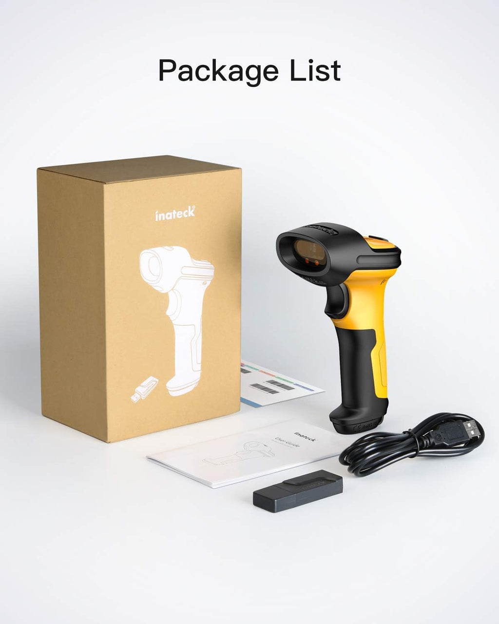 Wireless Barcode Scanner, 2.4 GHz, 2600mAh, 60M Range, Pack of 2 K7624