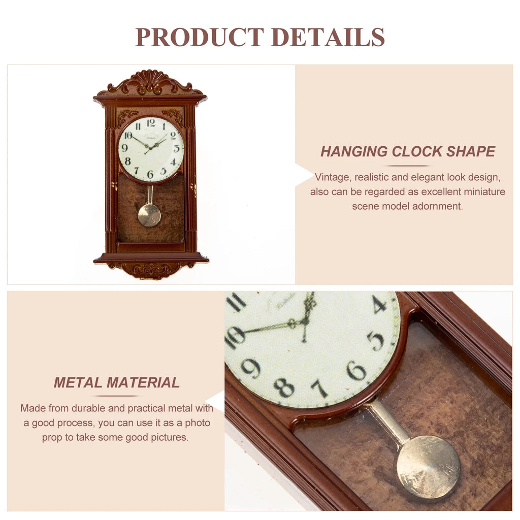 Metal Dollhouse Hanging Clock Toy Doll Furniture J2278
