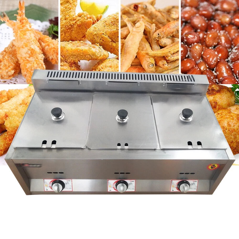 18L Propane NG Gas Fryer 3 Pan N65746