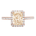 Emerald Cut Yellow Moissanite Halo Ring F1487