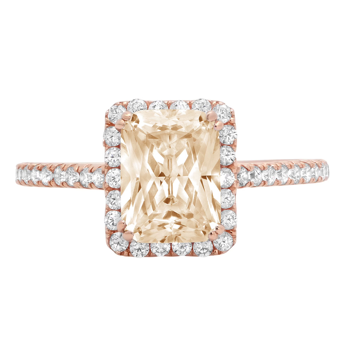 Emerald Cut Yellow Moissanite Halo Ring F1487