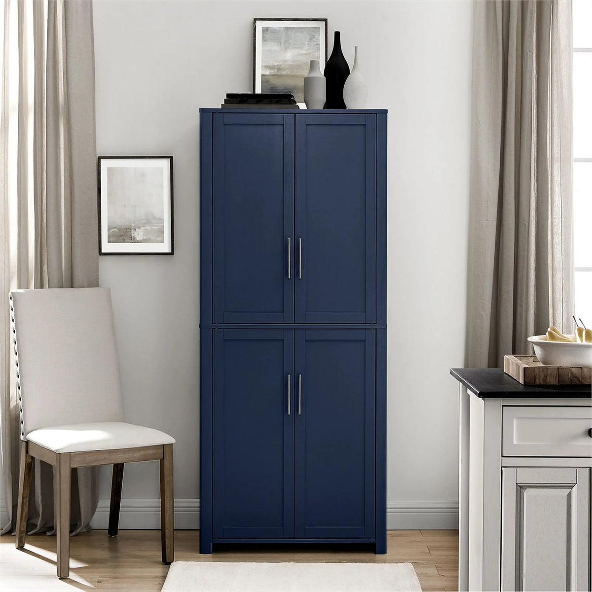 Navy Wood Kitchen Storage Pantry E792079