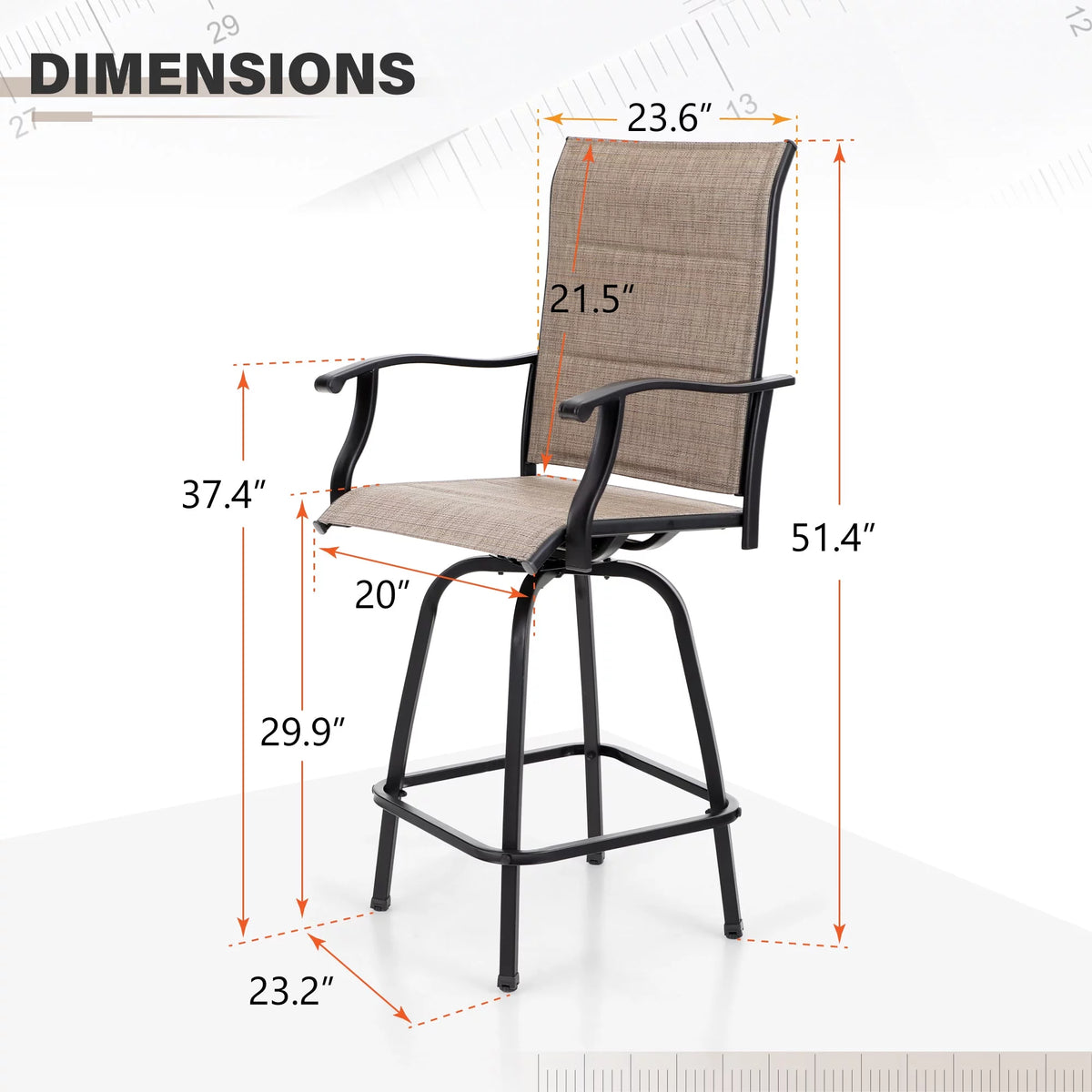 2Pcs Outdoor Metal Swivel Bar Stools J367445