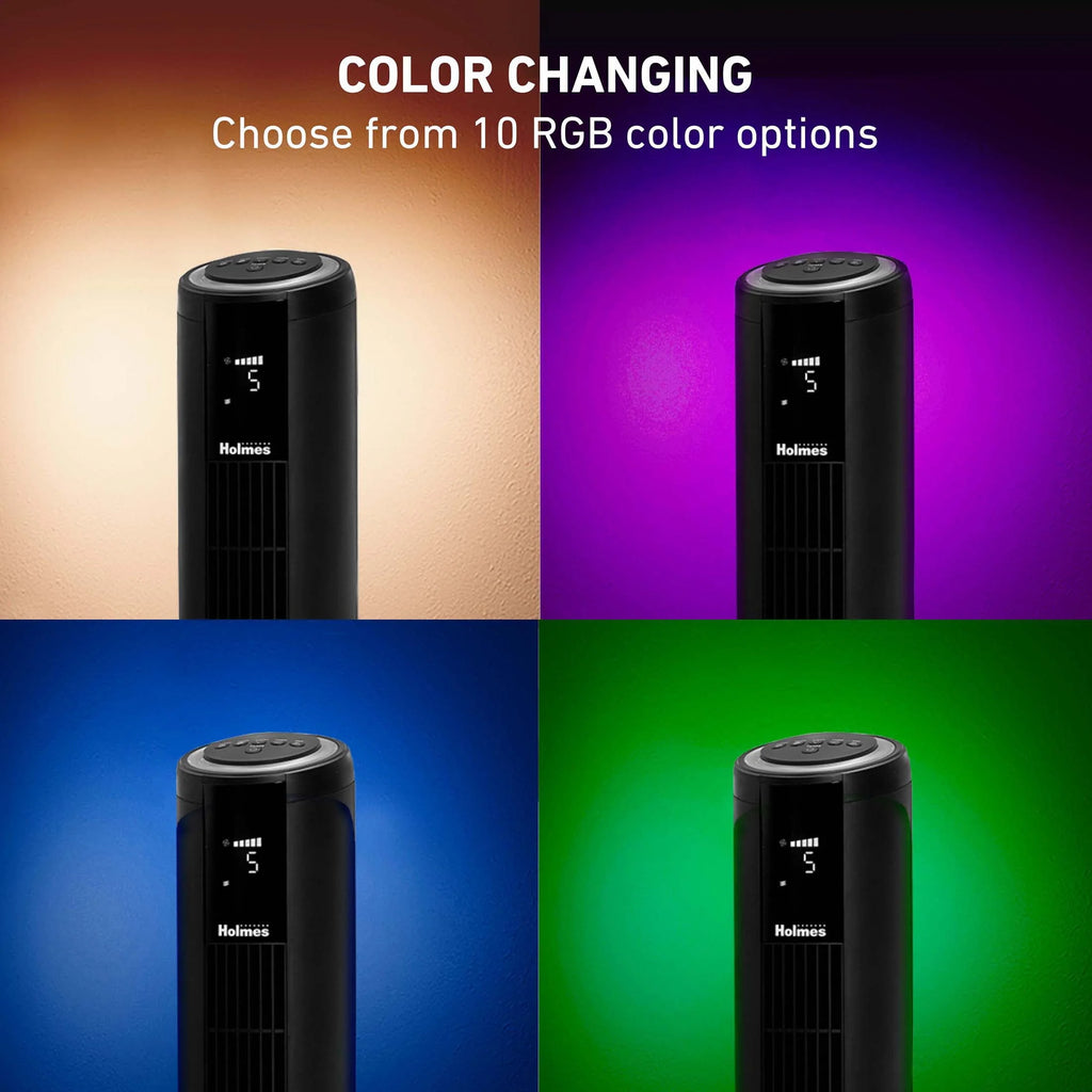 42 Oscillating Digital Tower Fan with Remote Control, Black Q6675