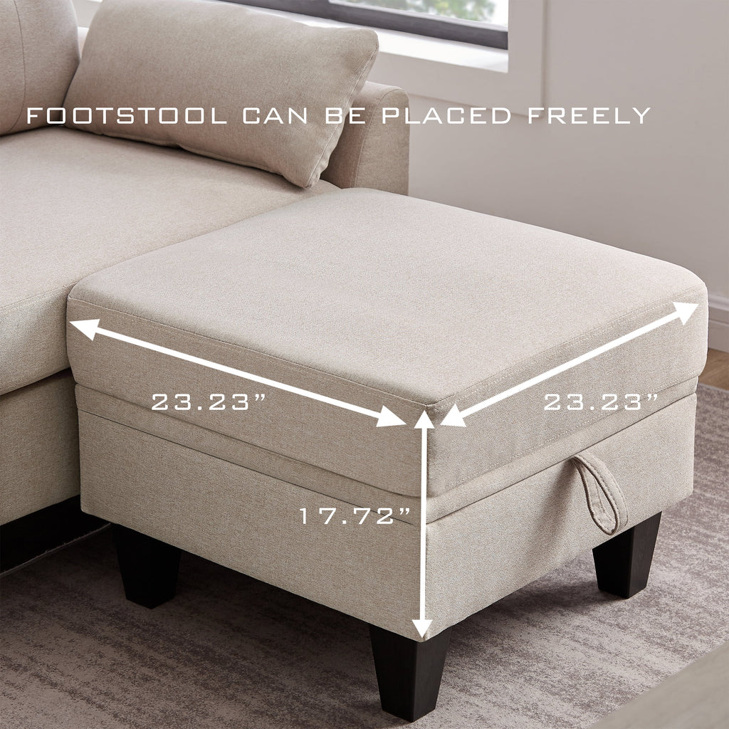 Modern Sectional Sofa with Reversible Chaise L Shaped 4-Seat Convertible Sofa H16617