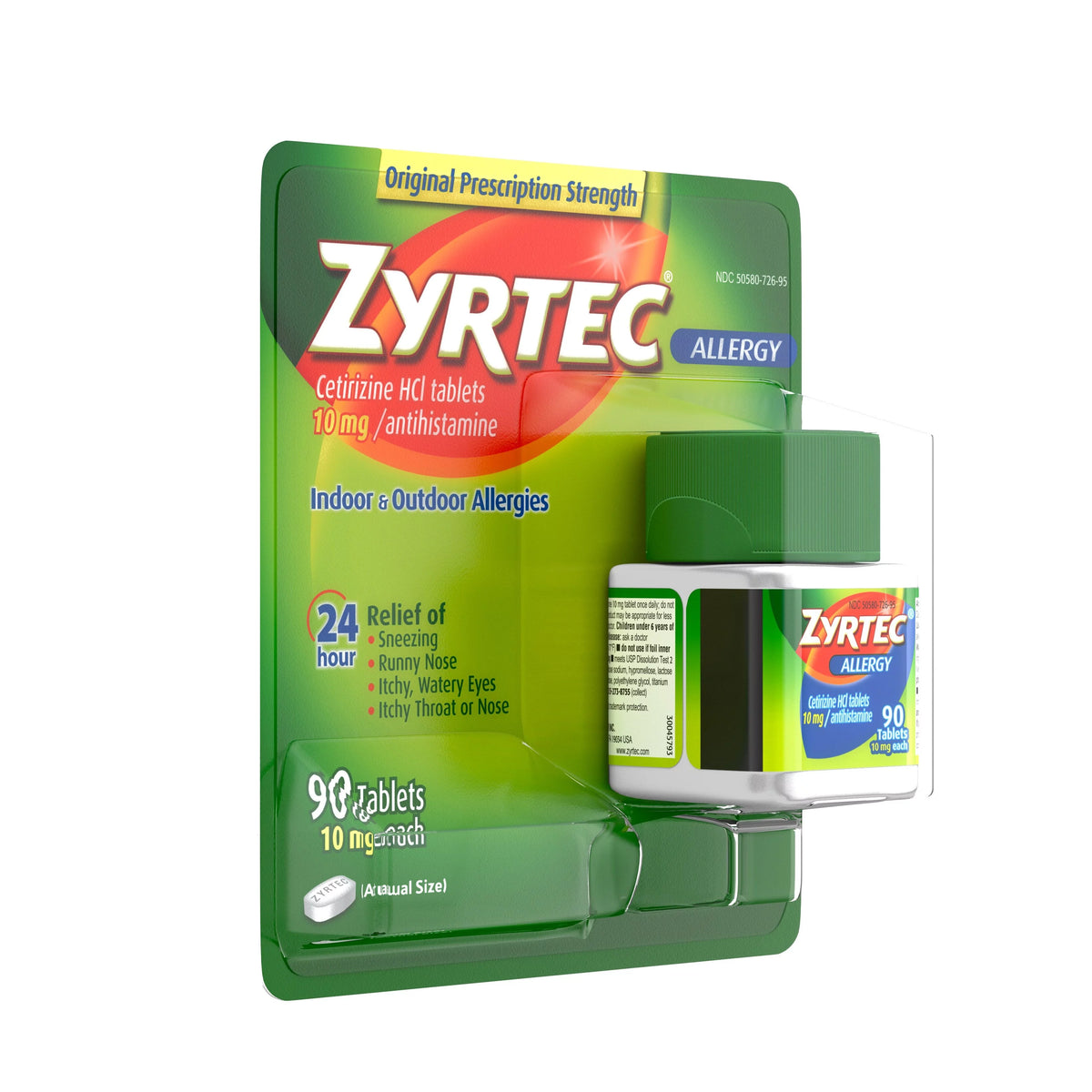24 Hour Allergy Relief Tablets 10 mg Cetirizine Hci 90 Ct M3664