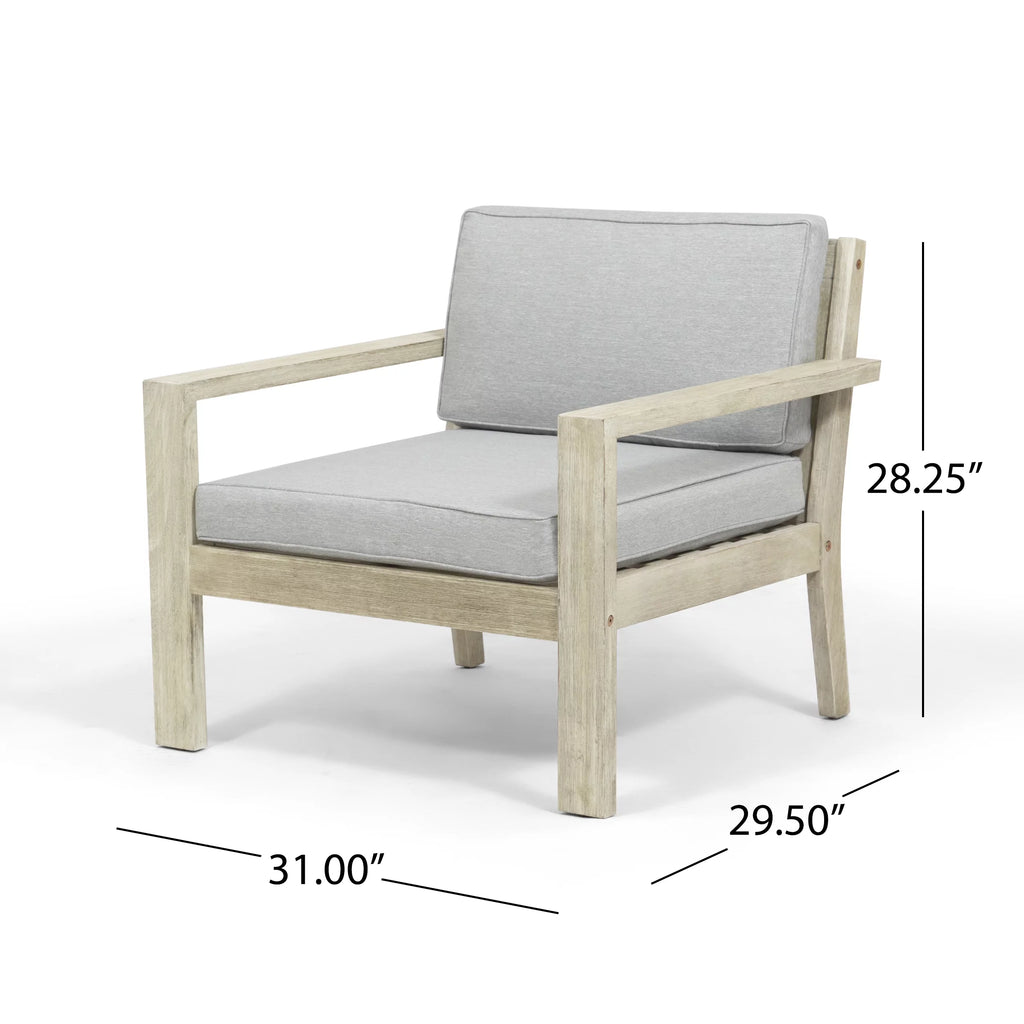 Light Gray Acacia Wood 4 Seater Chat Set with Cushions X2539