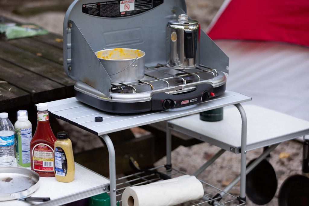 Camp Kitchen Cooking Stand with Three Table Tops J780192