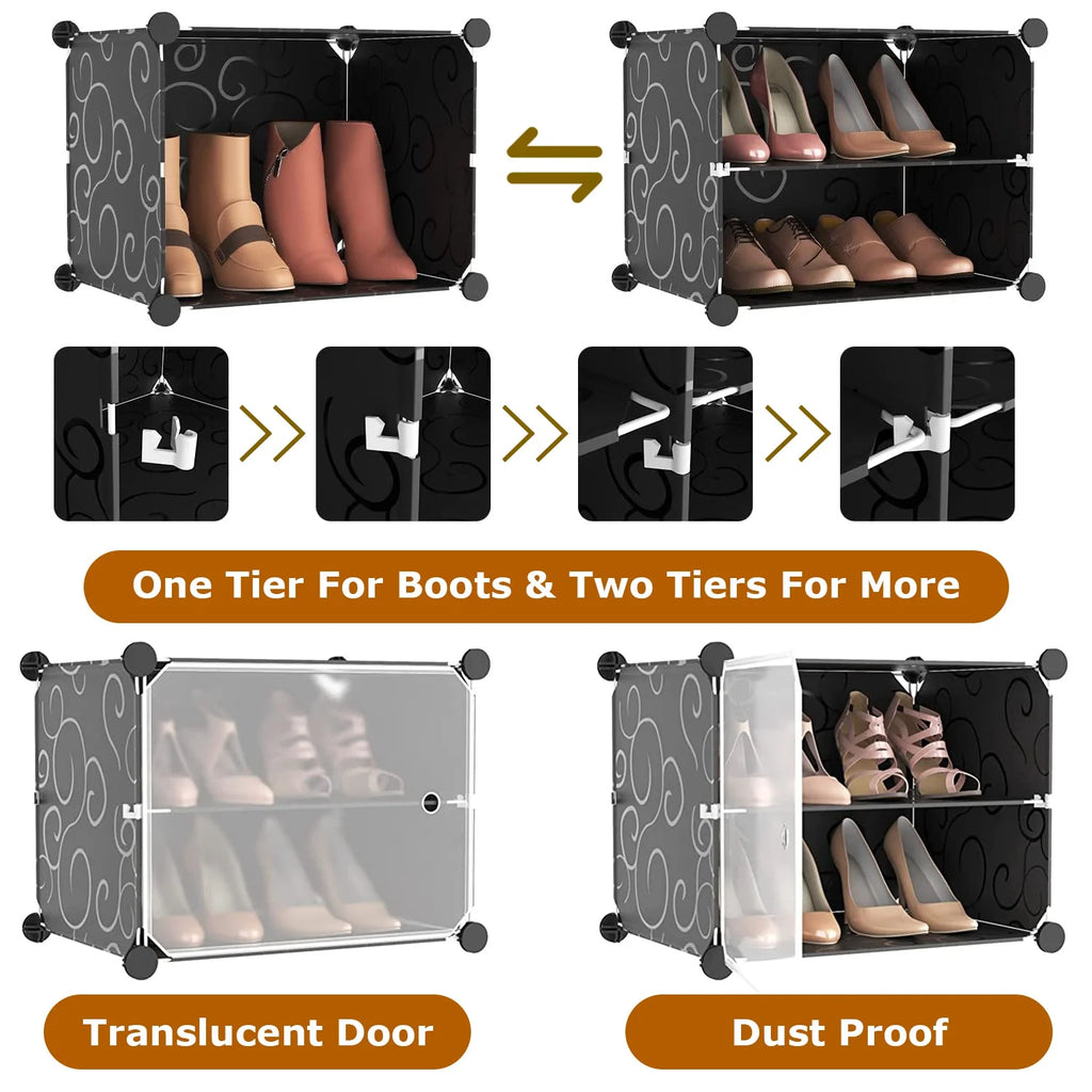 Black 8 Tier Shoe Storage Cabinet E4769