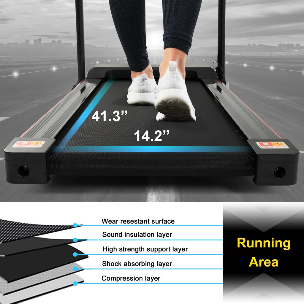Folding Treadmill with Incline, 2.5HP Electric Motorized Treadmill, 220 LBS Capacity V555