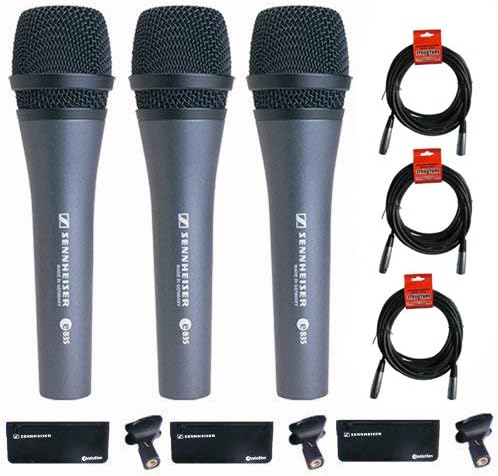 3x Dynamic Cardioid Handheld Stage Microphone with Clip with 3x 15ft XLR Microphone Cable Z461496