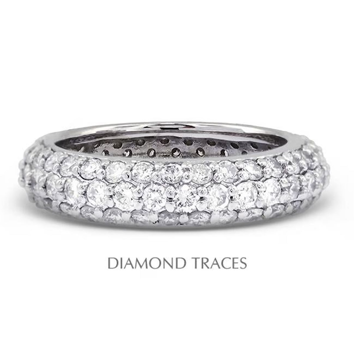 18K White Gold Three Row Diamond Eternity Ring T593