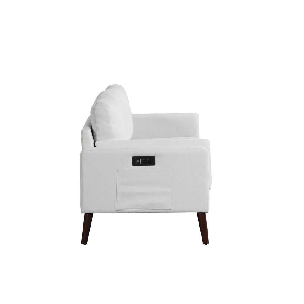 Gray Upholstery Sofa with Side Pocket and USB Power A9527