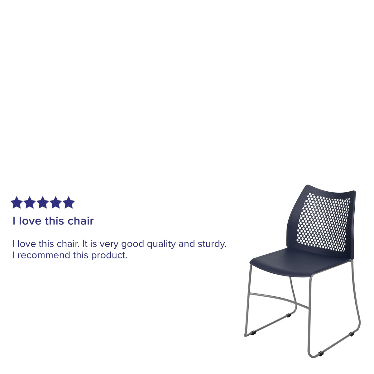5 Pack Stack Chair with Air-Vent Back and Sled Base Navy H591791