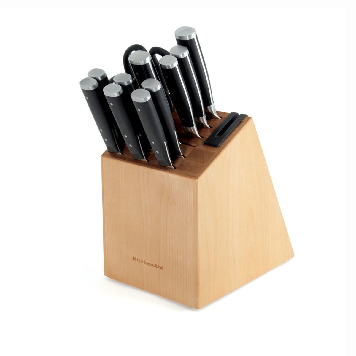 14-piece Forged Knife Block Set with Built-In Sharpener O65119