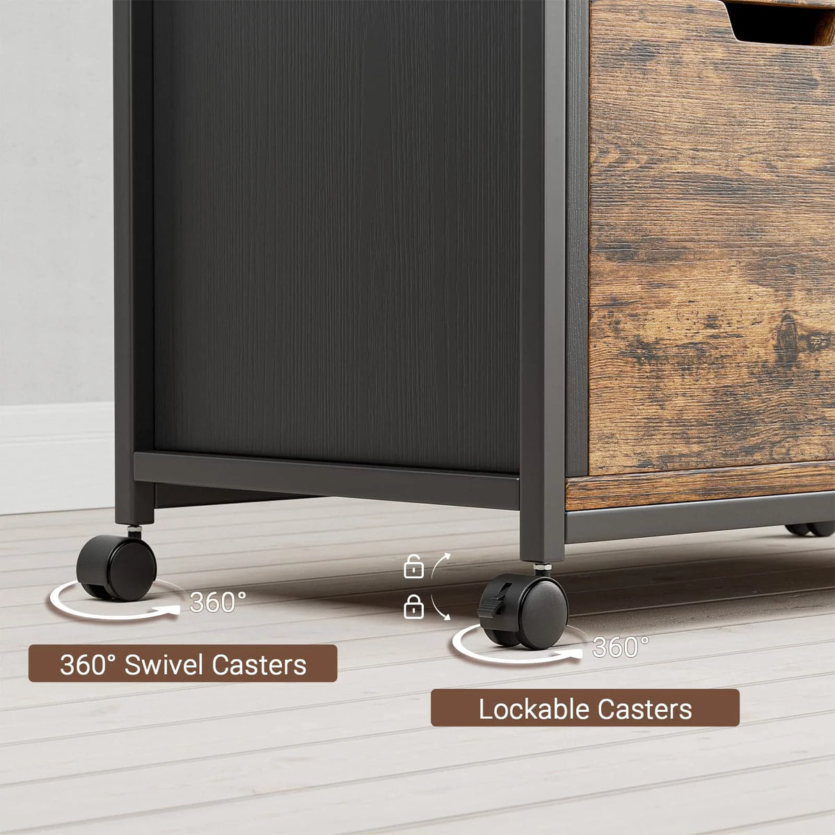 Rolling Wooden File Cabinet with 3 Drawers X945