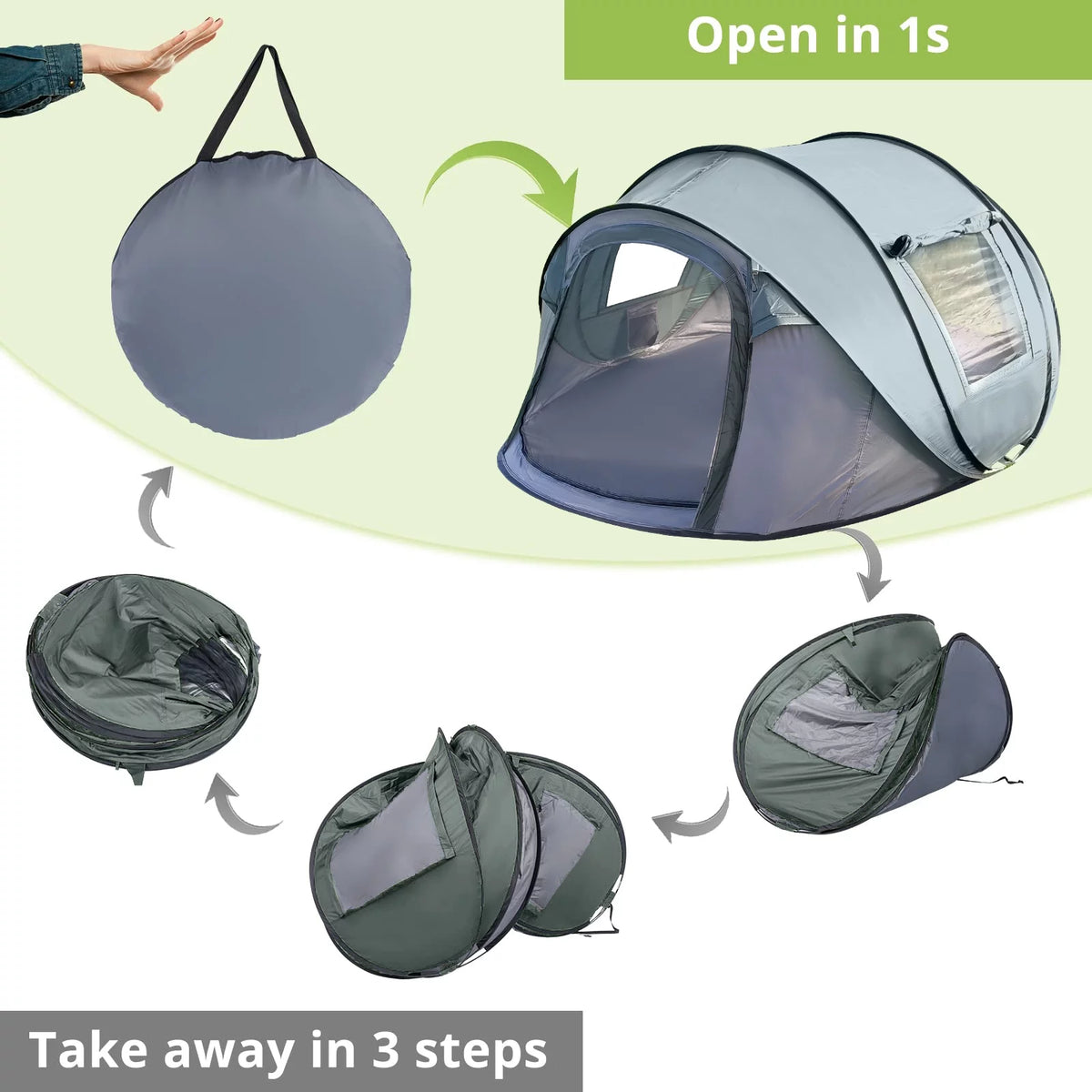 4 Person Waterproof Pop Up Tent with Vestibule W988466