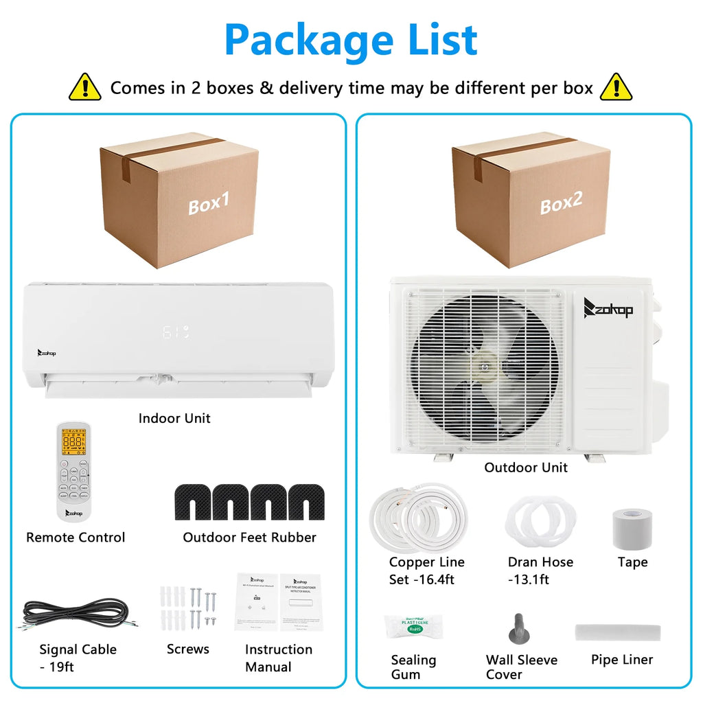 9000 BTU Wifi Enabled 19 Seer Mini Split Air Conditioner & Heater N9714