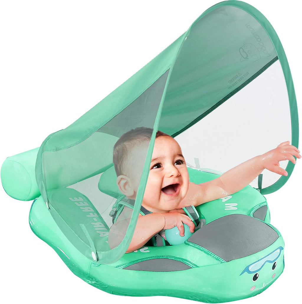 Pink Ladybug Baby Swim Ring with Removable UPF 50+ Canopy F75222