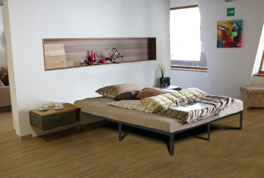 Queen Size Heavy Duty Metal Platform Bed Frame with Storage Q171942
