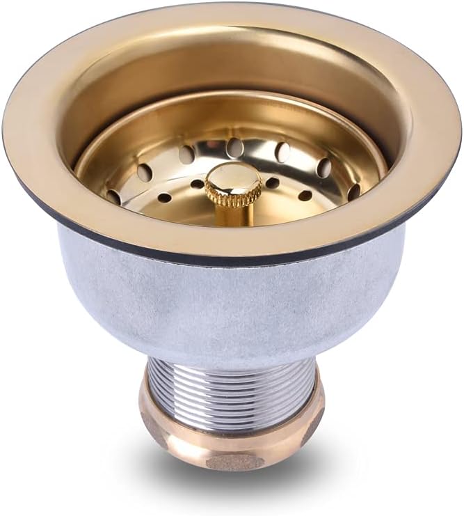 Venetian Gold Finish Kitchen Sink Drain Assembly with Fixed Post Basket Q8360