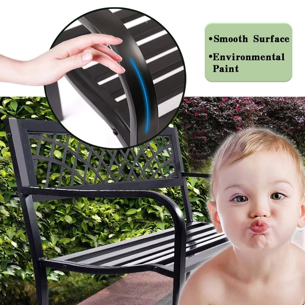 Black Steel Garden Bench E857