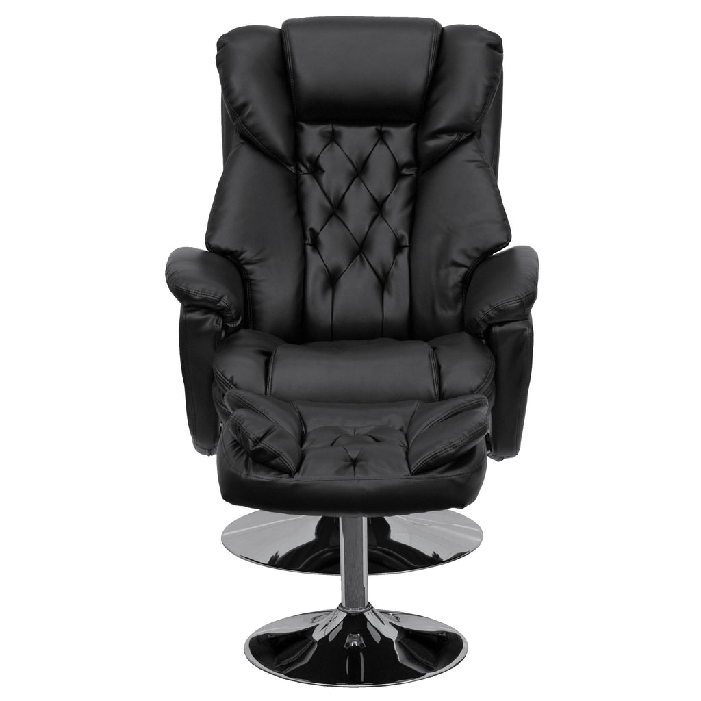 Black Leather Recliner and Ottoman Set B268