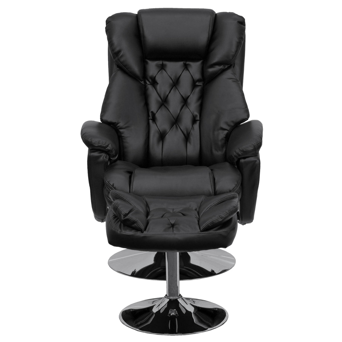 Black Leather Recliner and Ottoman Set B268