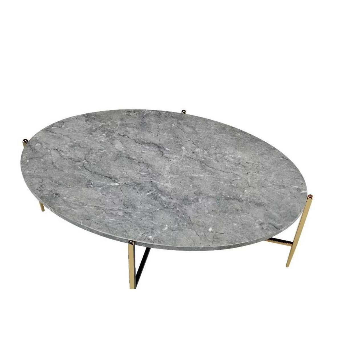 Gray and Gold Oval Marble Top Coffee Table P209