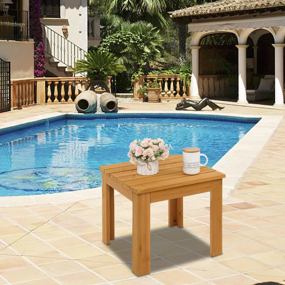 18" Fir Wood Square Side Table V1282
