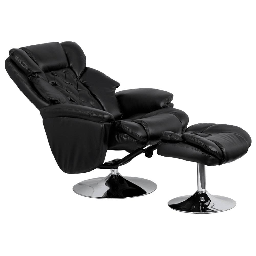 Black Leather Recliner and Ottoman Set B268