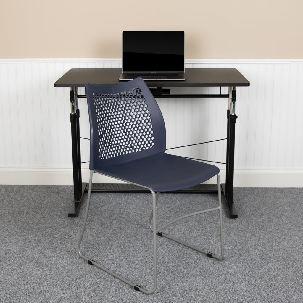 5 Pack Stack Chair with Air-Vent Back and Sled Base Navy H591791