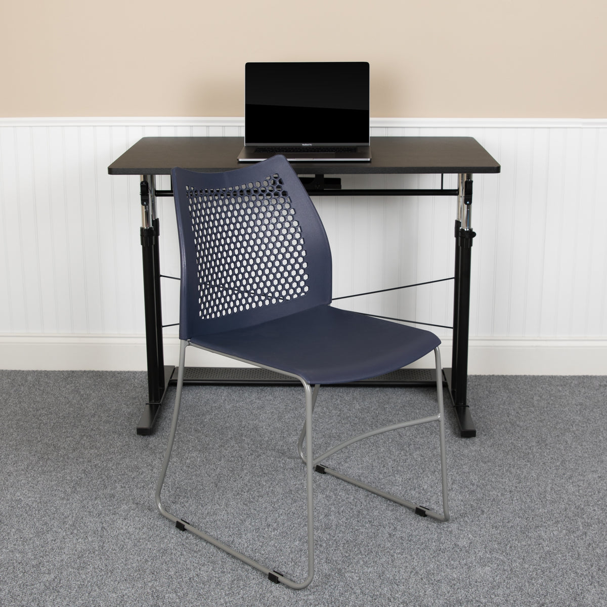 5 Pack Stack Chair with Air-Vent Back and Sled Base Navy H591791