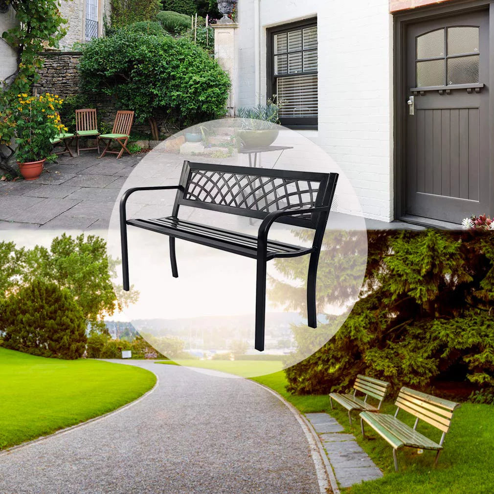 Black Steel Garden Bench E857