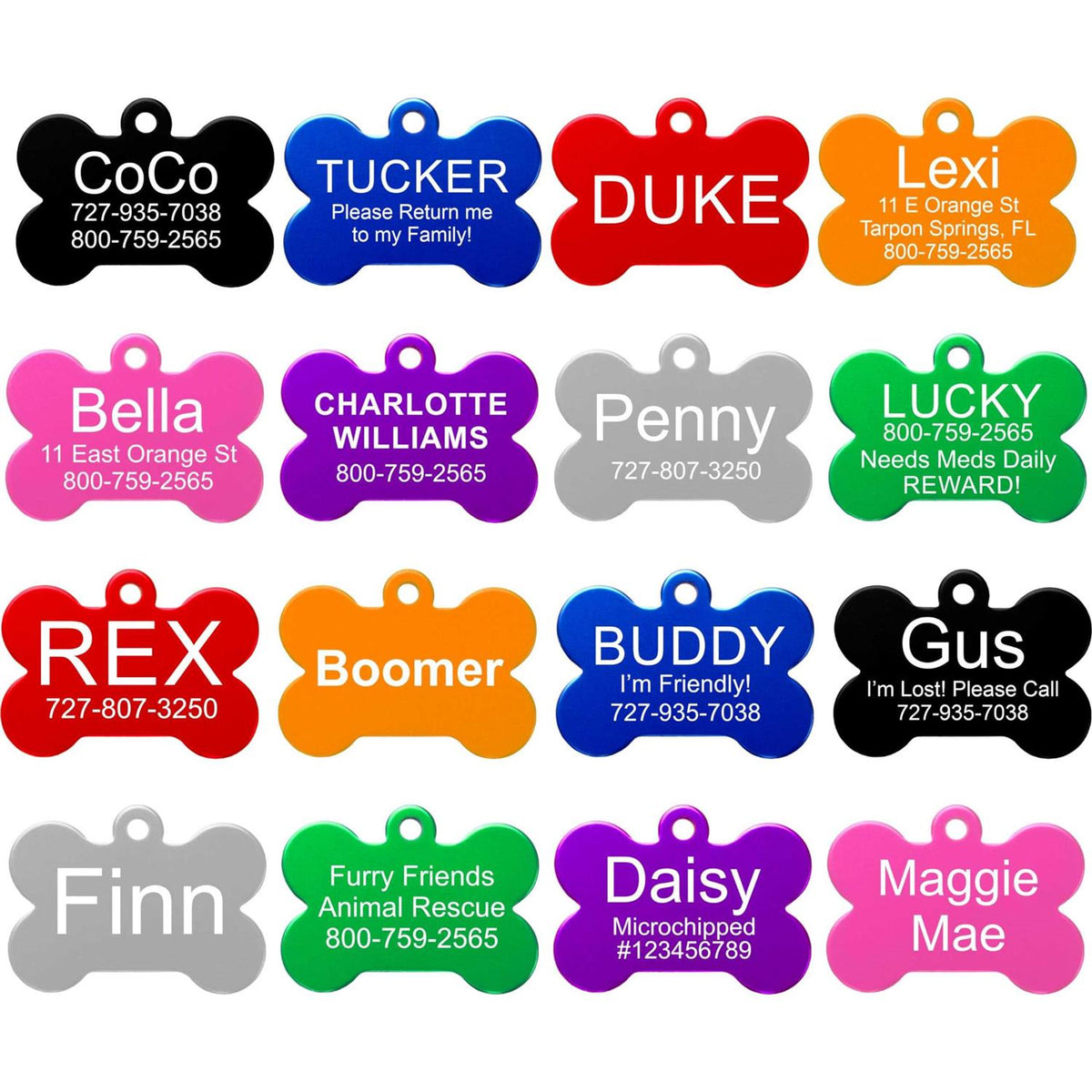 Pet ID Tags in 8 Shapes, 8 Colors, and Two Sizes R51011