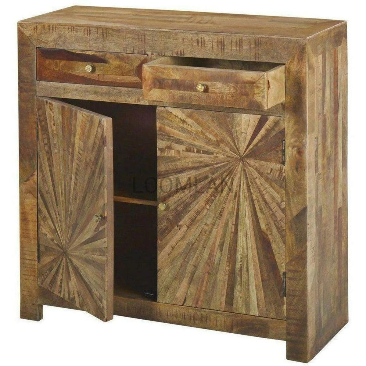 Reclaimed Wood Accent Cabinet with 2 Drawers and 2 Doors E933326