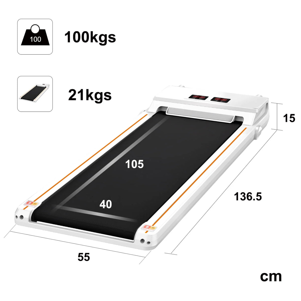 2.5HP Slim Electric Treadmill with LED Display J175