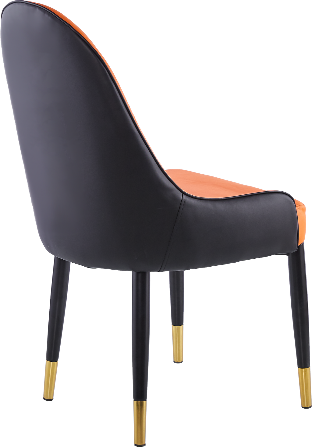 Set of 2 Leather Dining Chairs with Black Plastic Tube Plug-Orange X318