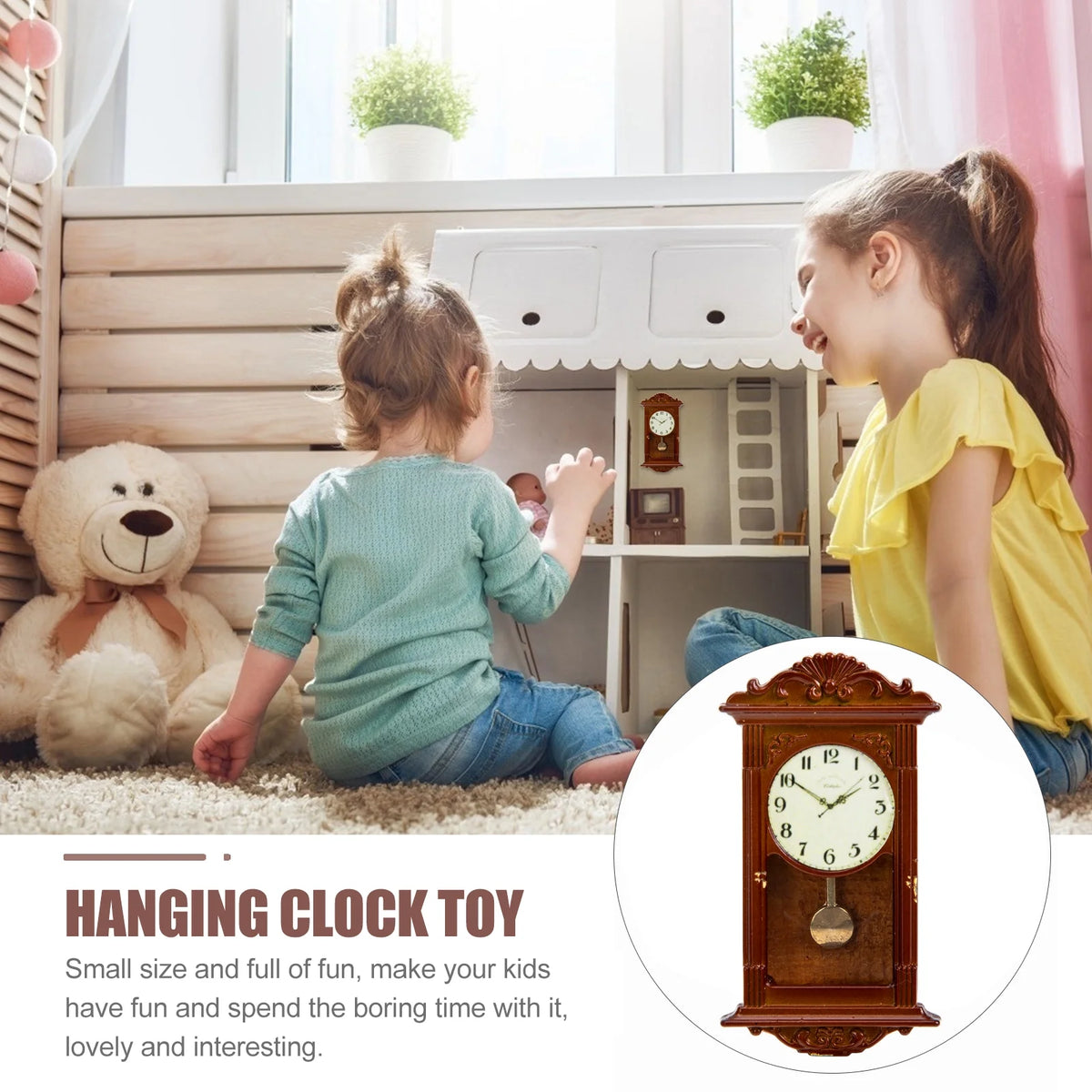 Metal Dollhouse Hanging Clock Toy Doll Furniture J2278